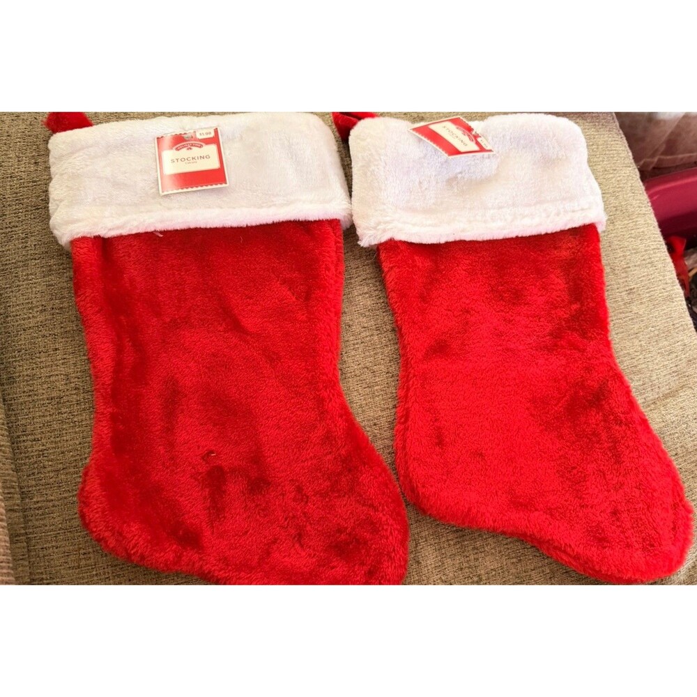 Lot Of 4 Red & White Christmas Stockings 2 NWT